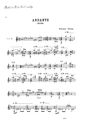 Francisco Tárrega Andante (Haydn) score for Acoustic Guitar