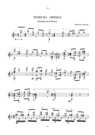 Francisco Tárrega Edecha Oremus (Preludes In Dm) score for Acoustic Guitar