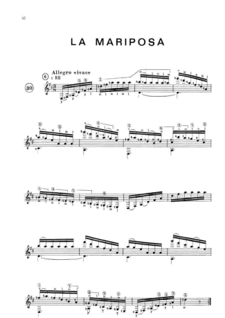 Francisco Tárrega La Mariposa score for Acoustic Guitar