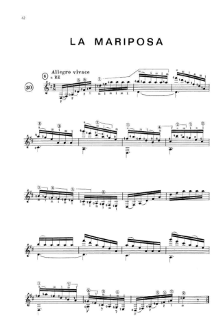 Francisco Tárrega La Mariposa score for Acoustic Guitar