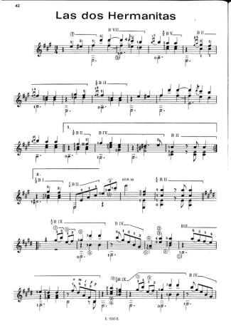 Francisco Tárrega Las Dos Hermanitas score for Acoustic Guitar