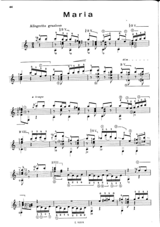 Francisco Tárrega Maria score for Acoustic Guitar