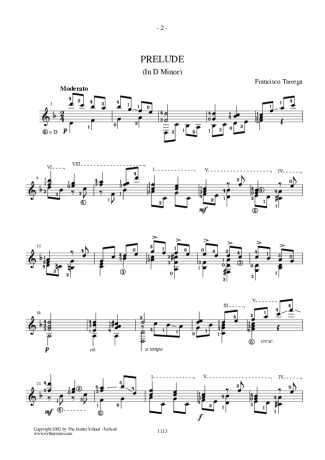 Francisco Tárrega Prelude In Dm score for Acoustic Guitar