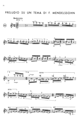 Francisco Tárrega Preludio Su Un Tema Di F. Mendelssohn score for Acoustic Guitar