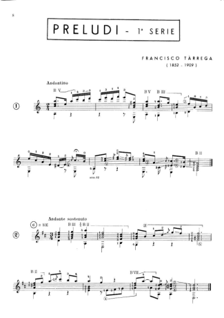 Francisco Tárrega Preludios score for Acoustic Guitar