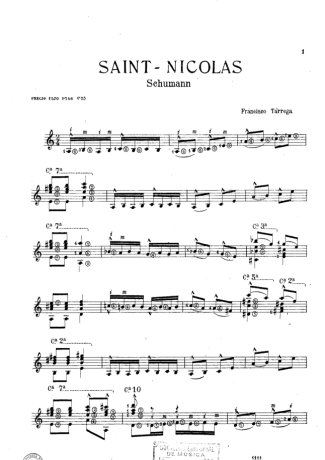 Francisco Tárrega Saint Nicolas (Schumann) score for Acoustic Guitar