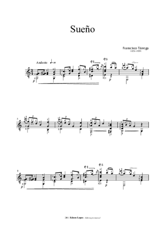 Francisco Tárrega Sueño score for Acoustic Guitar