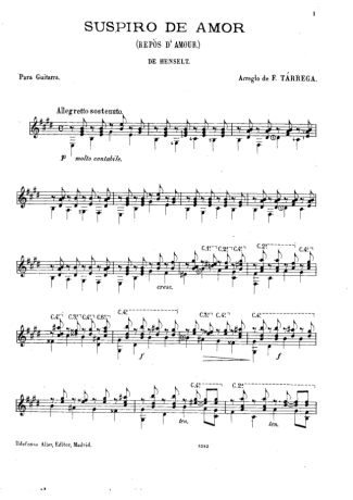 Francisco Tárrega Suspiro De Amor score for Acoustic Guitar