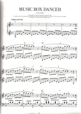 Frank Mills Music Box Dancer score for Piano