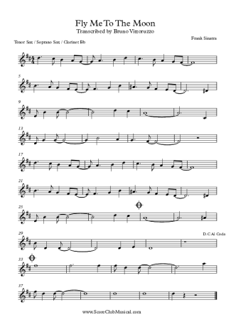 Frank Sinatra Fly Me To The Moon score for Tenor Saxophone Soprano (Bb)