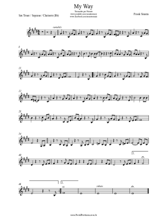 Frank Sinatra My Way score for Clarinet (Bb)