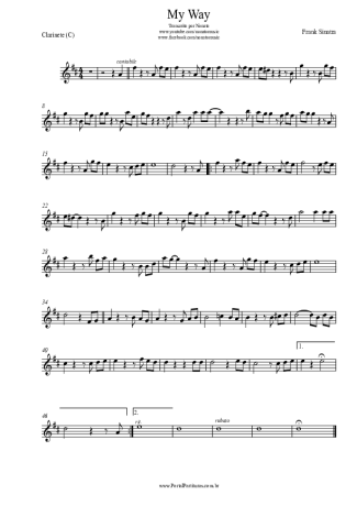 Frank Sinatra My Way score for Clarinet (C)