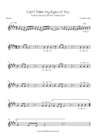 Frankie Valli Can´t Take My Eyes Of You score for Flute