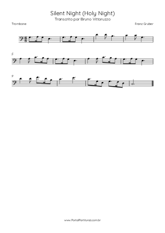Franz Gruber Silent Night (Holy Night) score for Trombone
