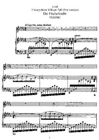 Franz Liszt 3 Lieder Aus Schillers _Wilhelm Tell_ S.292 score for Piano