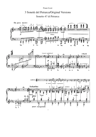 Franz Liszt 3 Sonetti Del Petrarca S.158 score for Piano