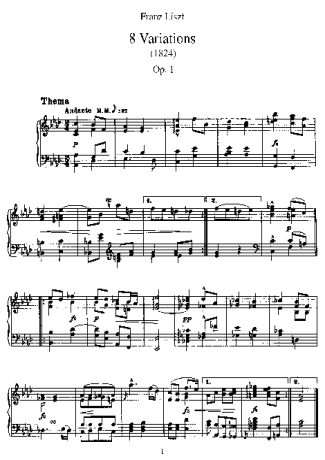 Franz Liszt 8 Variations S.148 score for Piano