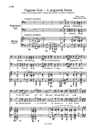 Franz Liszt A Magyarok Istene S.339 score for Piano