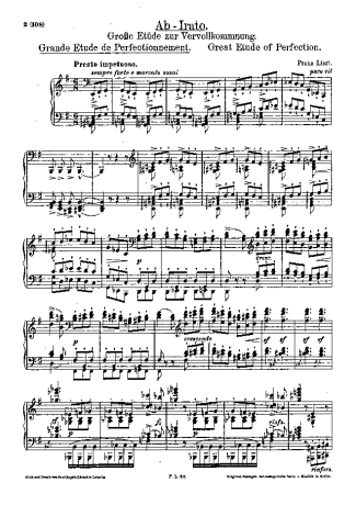 Franz Liszt Ab Irato S.143 score for Piano