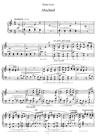 Franz Liszt Abschied S.251 score for Piano