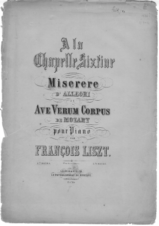 Franz Liszt À La Chapelle Sixtine S.461 score for Piano
