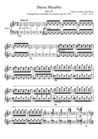Franz Liszt Danse Macabre score for Piano