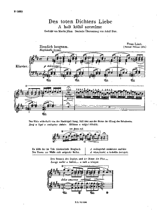 Franz Liszt Des Toten Dichters Liebe S.349 score for Piano
