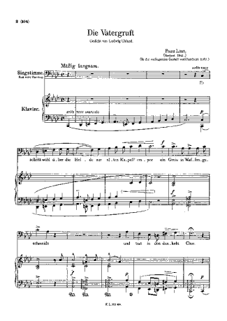 Franz Liszt Die Vätergruft S.281 score for Piano
