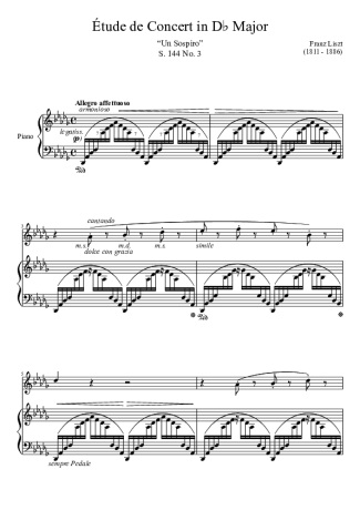 Franz Liszt Estudo de Concerto in Db Major score for Piano