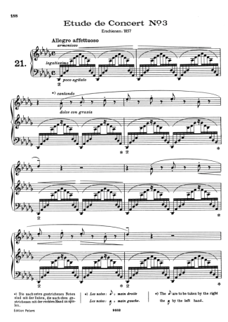 Franz Liszt Études De Concert Nº03 S.144 score for Piano