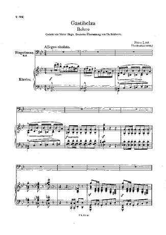 Franz Liszt Gastibelza S.286 score for Piano
