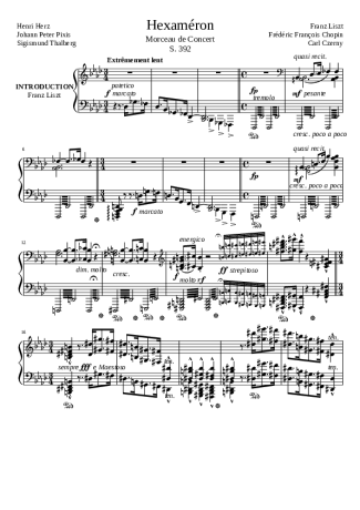 Franz Liszt Hexaméron score for Piano