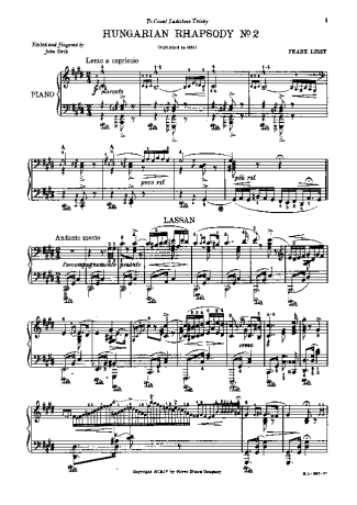 Franz Liszt Hungarian Rhapsody No.02 score for Piano