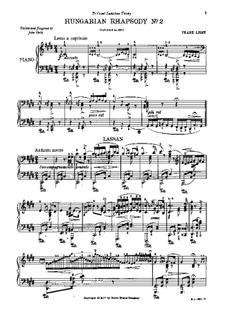 Franz Liszt  score for Piano