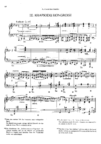Franz Liszt Hungarian Rhapsody No.03 score for Piano