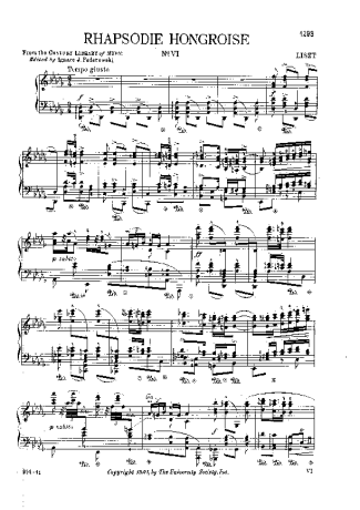 Franz Liszt Hungarian Rhapsody No.06 score for Piano