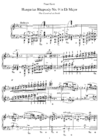 Franz Liszt Hungarian Rhapsody No.09 score for Piano