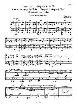 Franz Liszt  score for Piano