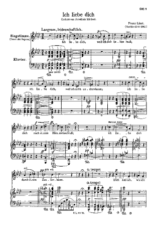 Franz Liszt Ich Liebe Dich S.315 score for Piano