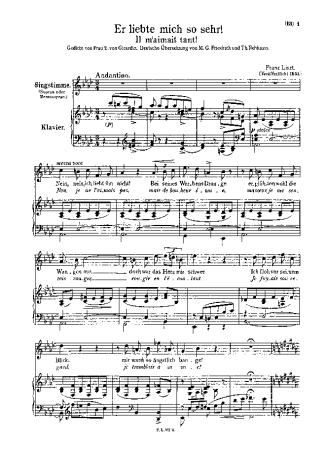 Franz Liszt Il M_aimait Tant S.271 score for Piano