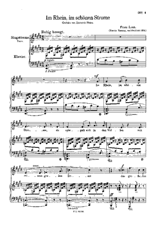 Franz Liszt Im Rhein Im Schönen Strome S.272 score for Piano