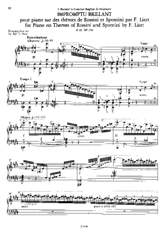 Franz Liszt Impromptu Brillant Sur Des Thèmes De Rossini Et Spontini S.150 score for Piano