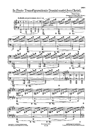 Franz Liszt In Festo Transfigurationis Domini Nostri Jesu Christi S.188 score for Piano