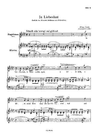 Franz Liszt In Liebeslust S.318 score for Piano