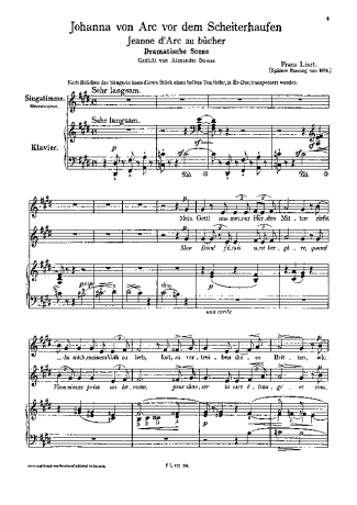 Franz Liszt Jeanne D_Arc Au Bûcher S.293 score for Piano