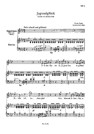 Franz Liszt Jugendglück S.323 score for Piano