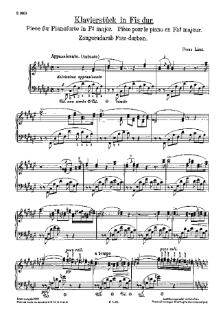 Franz Liszt  score for Piano