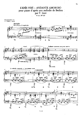 Franz Liszt L Idée Fixe S.395 score for Piano