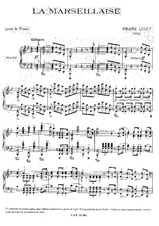 Franz Liszt La Marseillaise S.237 score for Piano