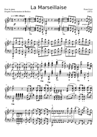 Franz Liszt La Marseillaise score for Piano